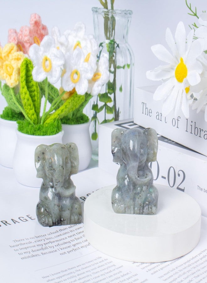 Ytbeoxk 2 Inch Crystal Elephant Decor Statues, Labradorite Cute Sitting Elephant Figurines, Reiki Healing Crystal Carved Animal Statues, Home Office Desk Hand Carved Decor Gifts for Women - Image 5